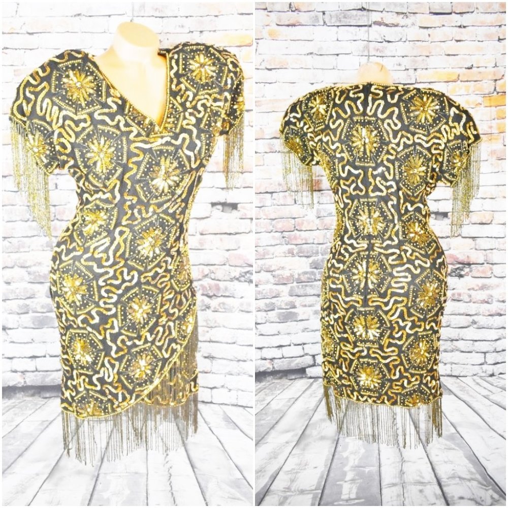 Tan-Chho Medium Sequin Beaded Silk Dress Flapper